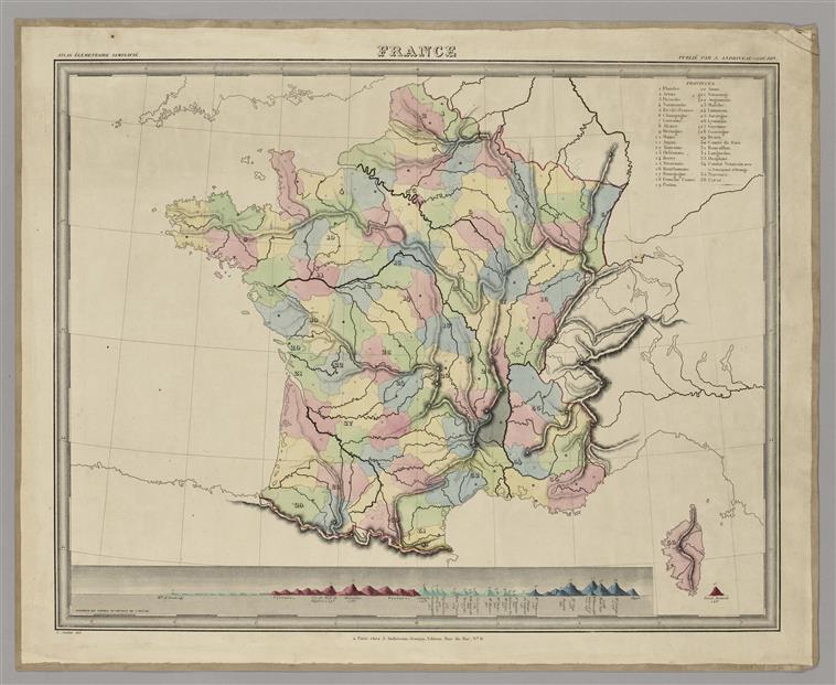 Carte de la France Andriveau-Goujon Eugène (1832-1897) éditeur et cartographe français