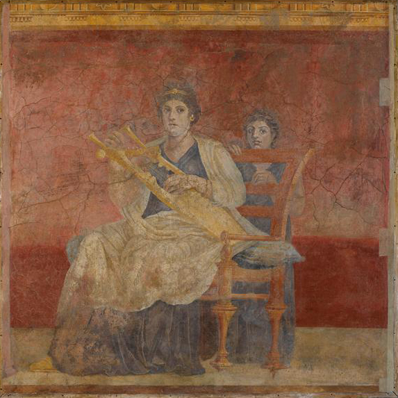 Fresque à la femme assise jouant de la lyre-Etats-Unis, New-York (NY), The Metropolitan Museum of Art