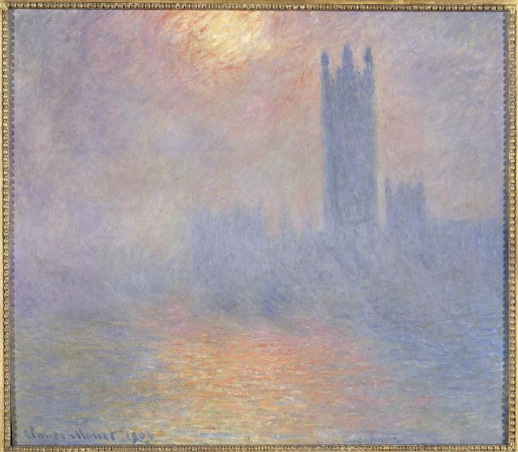 Londres, le Parlement, trouée de soleil dans le brouillard est un tableau du célèbre peintre impressionniste Claude Monet (1840-1926) Paris, musée d’Orsay © RMN (Musée d’Orsay) / Hervé Lewandowski
