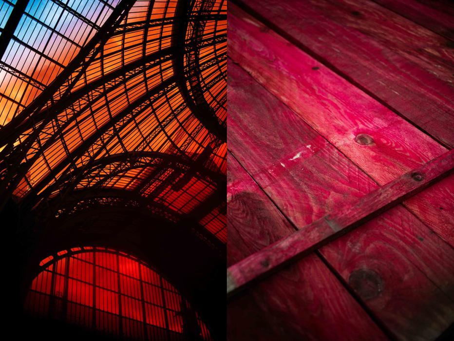 Photographie artistique de la verrière, tons rouges