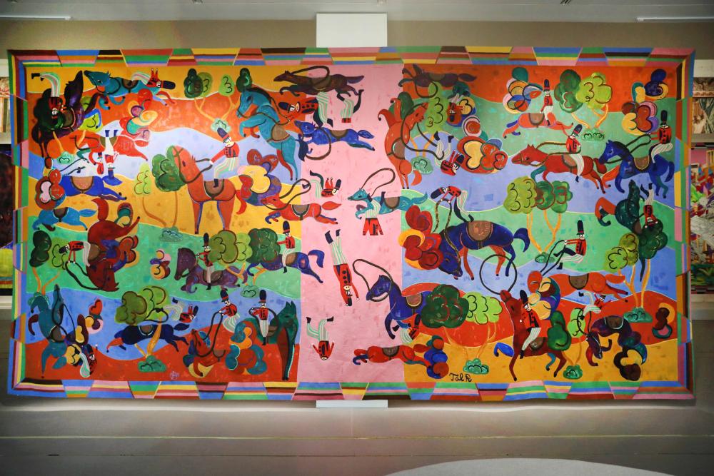 Tapisserie Hommes tombant de cheval