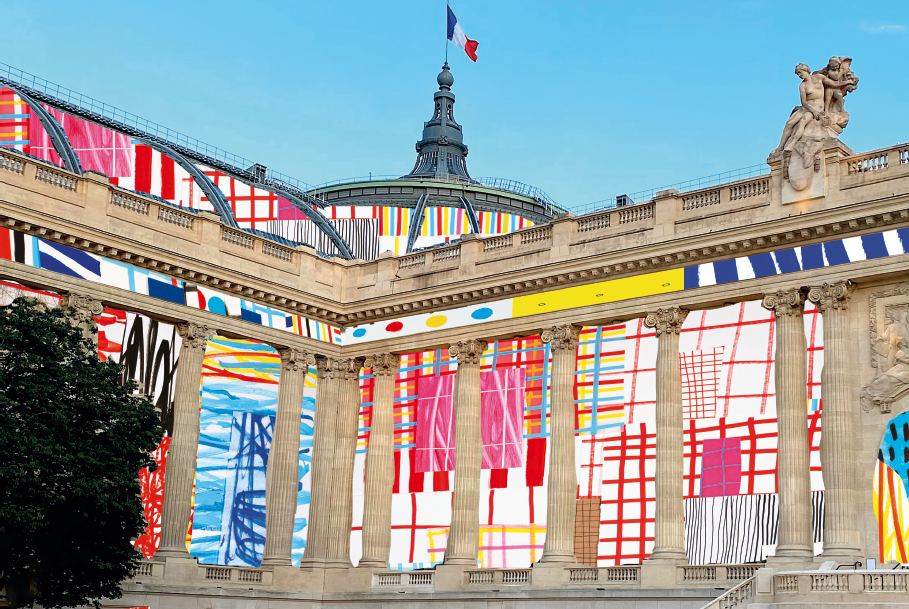 Le monument Grand Palais colorié par Hervé Tullet