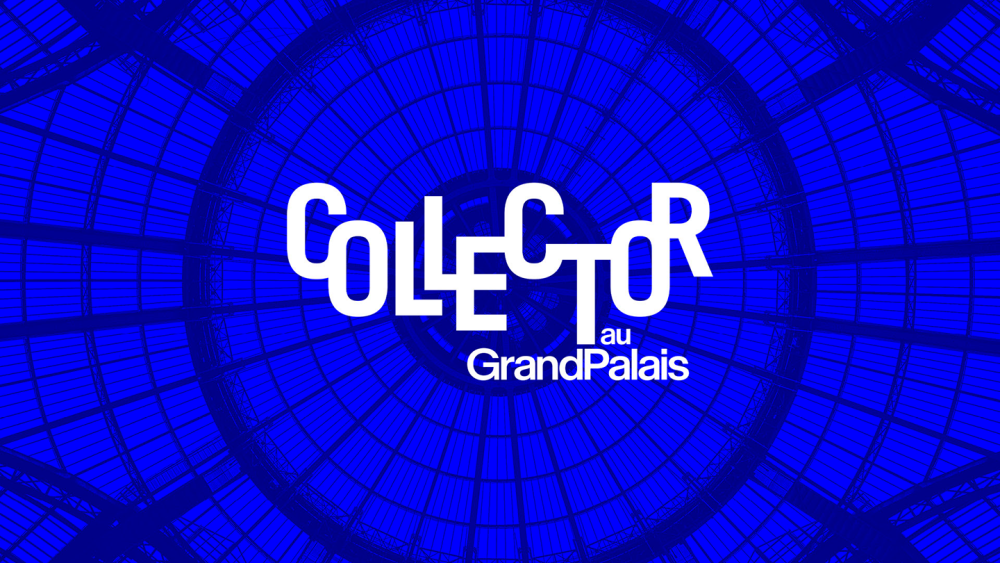 Verrière du Grand Palais, en bleu, avec écrit COLLECTOR