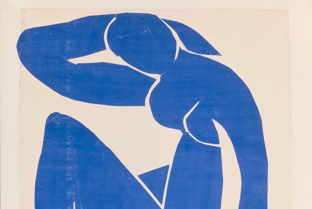 Nu Bleu II d'Henri Matisse (Papiers gouachés, découpés et collés sur papier marouflé sur toile)