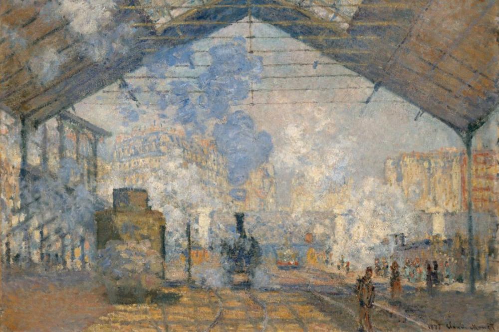 Gare Saint Lazare avec locomotive 
