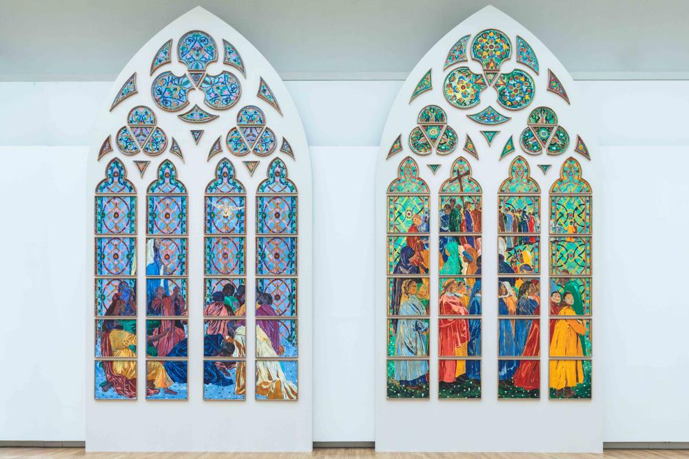 Vue de salle de l'exposition "D'un seul souffle", Claire Tabouret