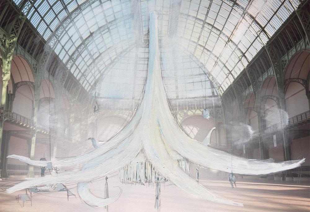 Dessin de Laure Prouvost représentant l'installation dans la Nef