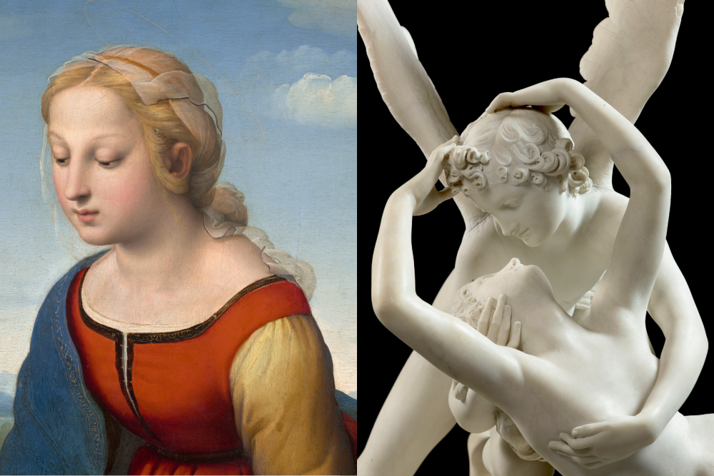 Visuel de bannière présentant deux œuvres d'art par Sanzio Raffaello et Antonio Canova