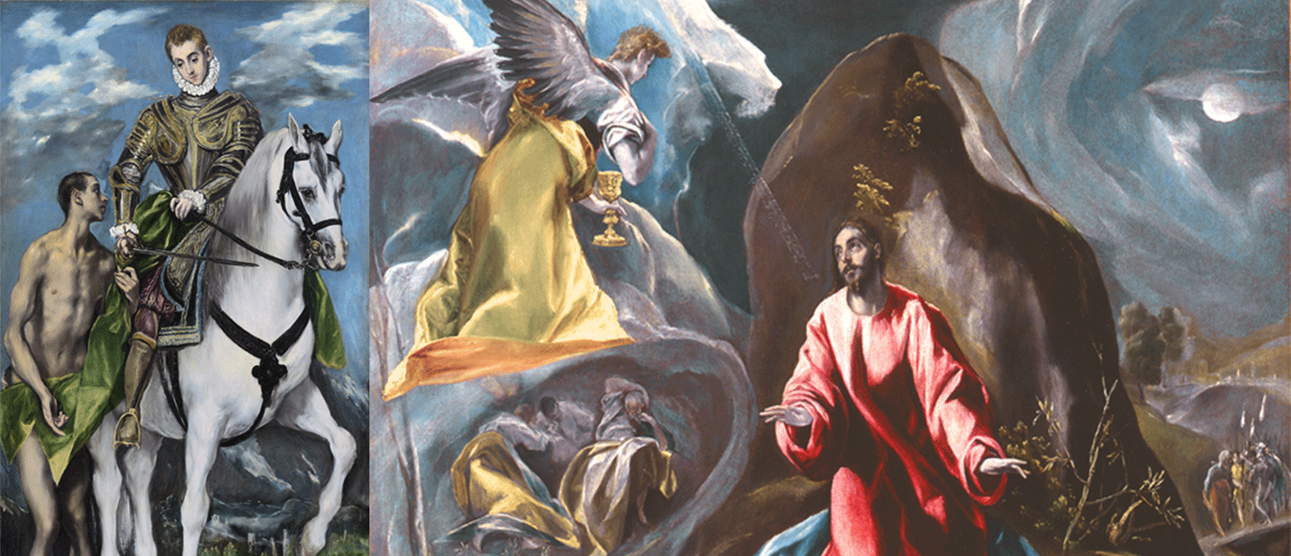 Greco, Saint Martin et le mendiant ; Greco, L’Agonie dans le jardin (détail)