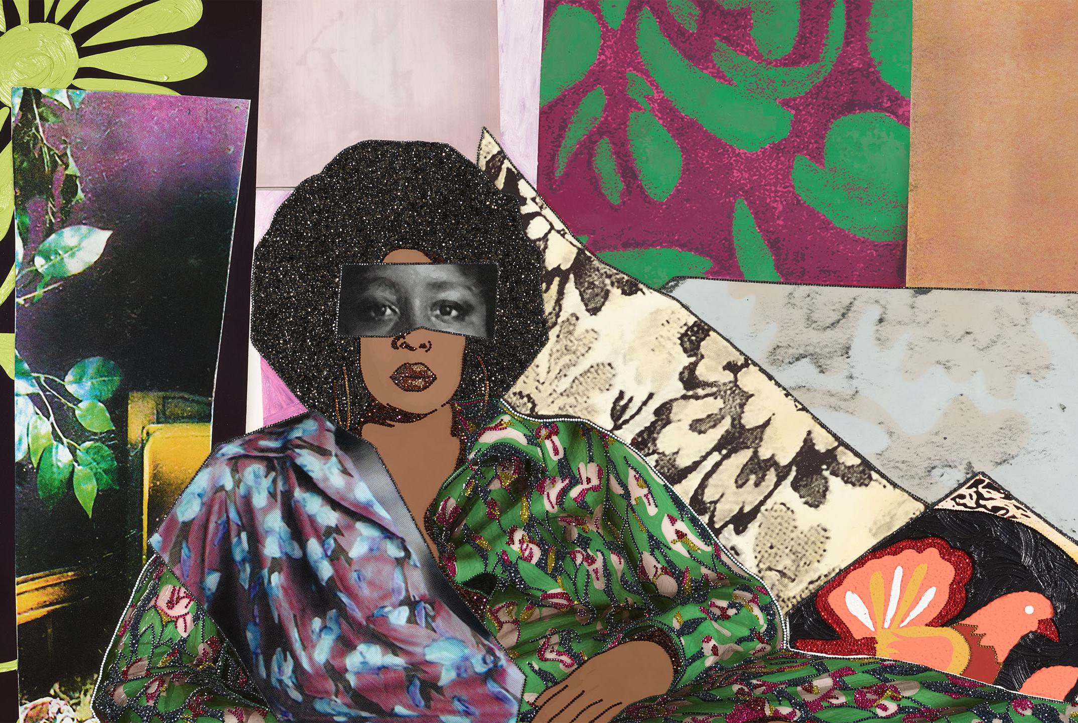 Mickalene Thomas, Afro Goddess Looking Forward, 2015