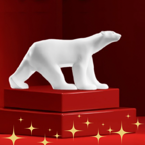 Ours de François Pompon sur fond rouge