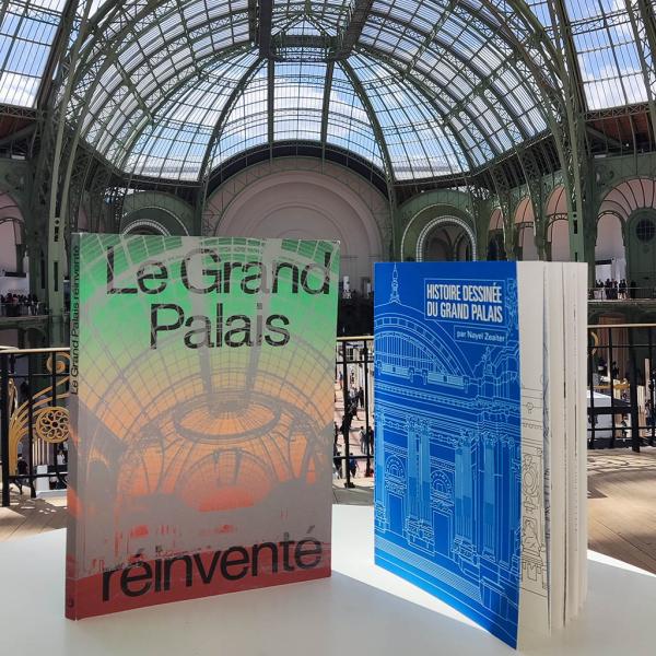 Vue des couvertures des livres au Grand Palais sous la Nef
