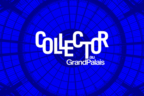 Verrière du Grand Palais, en bleu, avec écrit COLLECTOR