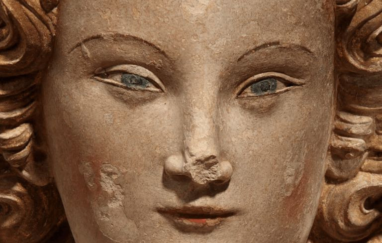  Vierge à l’Enfant dite Notre-Dame de Bonnes-Nouvelles (détail), Musée des Augustins, Toulouse. Exposition Toulouse 1300-1400 - Musée de Cluny