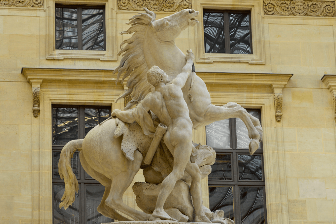 Chevaux retenus par un palefrenier dits aussi chevaux de Marly 