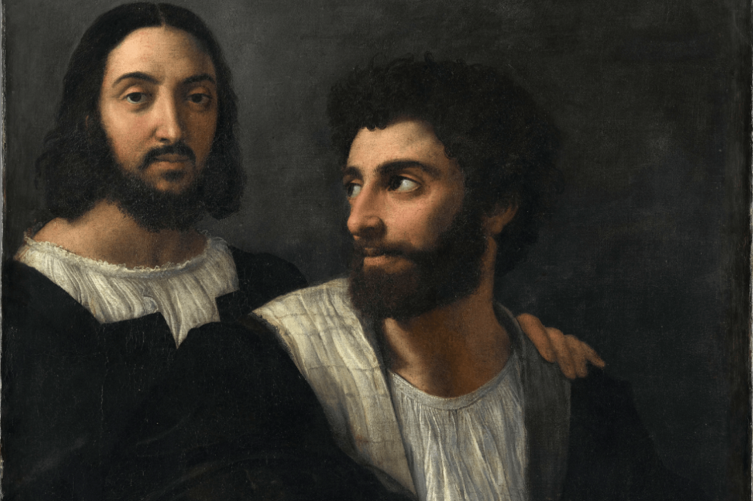 Portrait de l'artiste avec un ami, par Raffaello Santi dit Raphaël (1483-1520)
