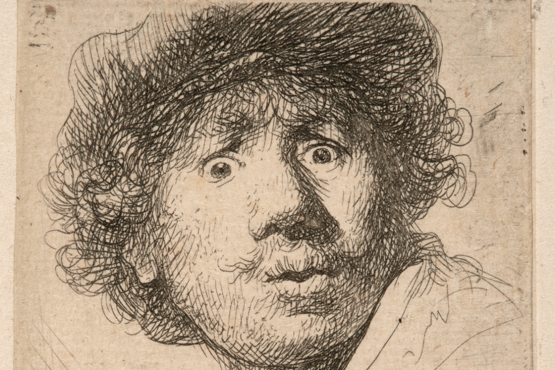 Tête d'homme avec bonnet coupé ou Autoportrait par Rembrandt Van Rijn (1606-1669)