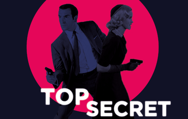 Visuel de l'exposition Top Secret : OSS 117 : Le Caire, nid d’espions / La Mort aux Trousses, Alfred Hitchcock 