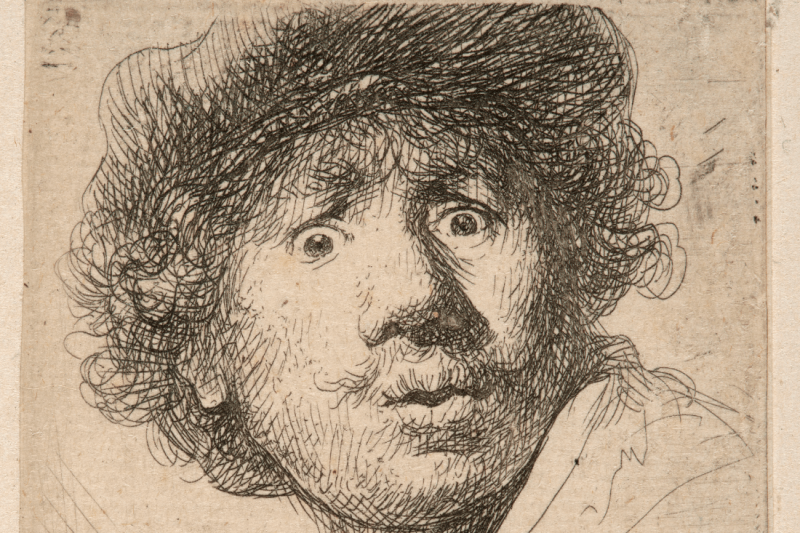 Tête d'homme avec bonnet coupé ou Autoportrait par Rembrandt Van Rijn (1606-1669)