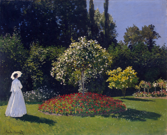 "Claude Monet (1849-1926), Jeanne-Marguerite Lecadre au jardin, 1866. Saint-Pétersbourg, musée de l’Ermitage. Huile sur toile, H. : 80 ; L. : 99 cm"