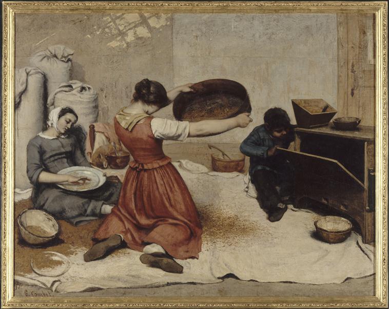 Gustave Courbet (1819-1877) Les cribleuses de blé, 1854 Huile sur toile.  Nantes, musée des Beaux-Arts © RMN / Gérard Blot