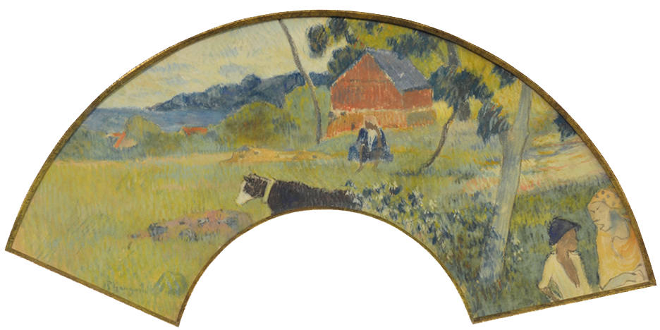 Paul Gauguin (1848-1903), « Paysage de la Martinique » , vers 1887. Aquarelle, gouache et pastel sur papier; 20 x 42 cm. Royaume-Uni, Londres, The Fan Museum
