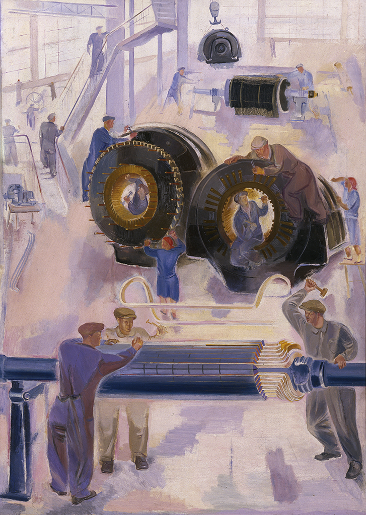Viatcheslav Pakouline : Carter  de turboréacteur, 1931-1932 ; huile  sur toile, 118 × 91 cm Saint-Pétersbourg, Musée d’État russe